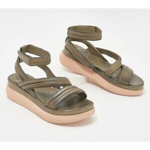 New Miz Mooz Punk Leather Asymmetrical Strap Sandals Sage Green EU 40 US 9-9.5